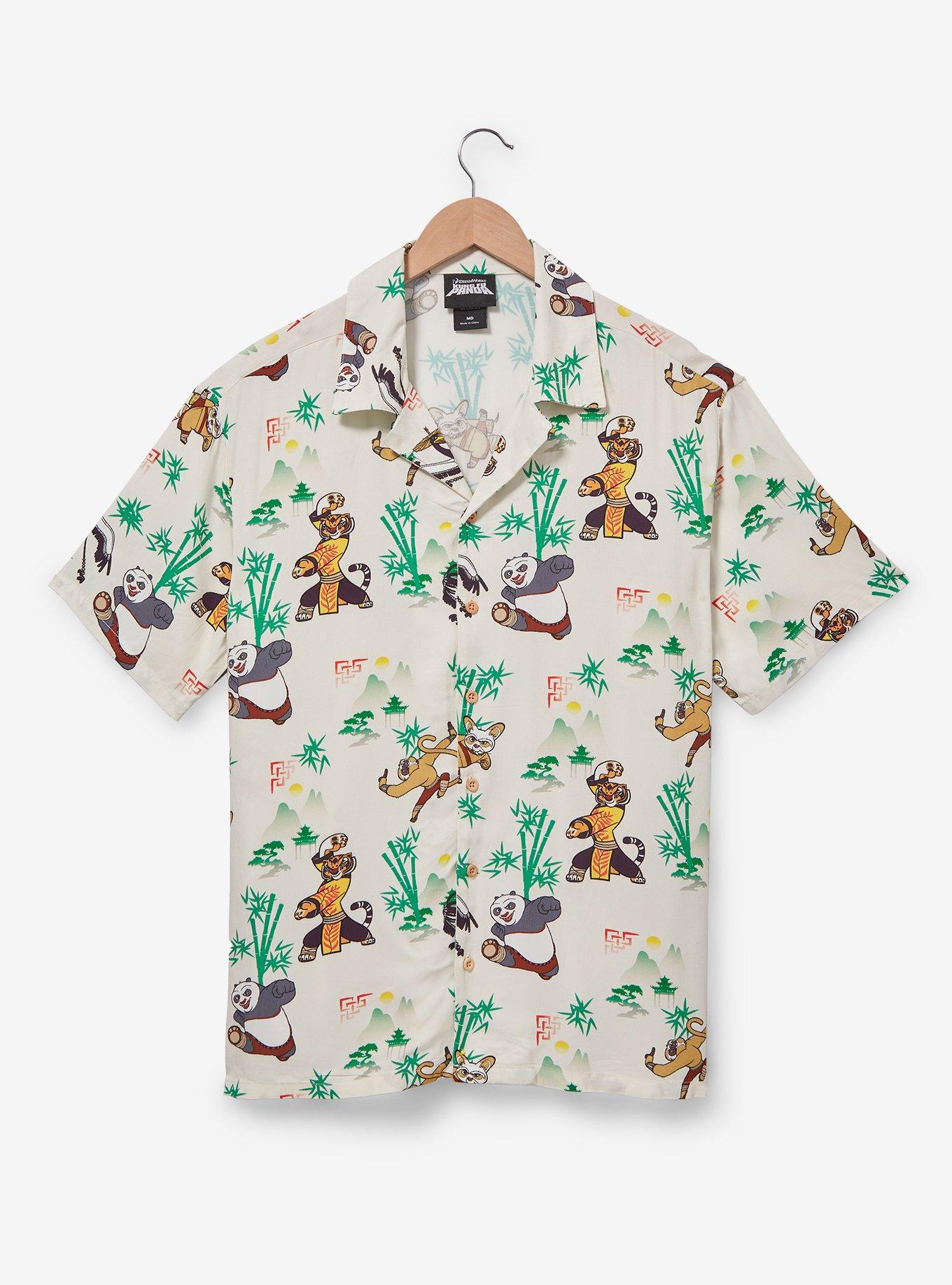 Kung Fu Panda Characters Allover Print Woven Button-Up - BoxLunch Exclusive, , hi-res