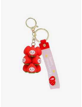 Smiling Strawberry Group Keychain, , hi-res