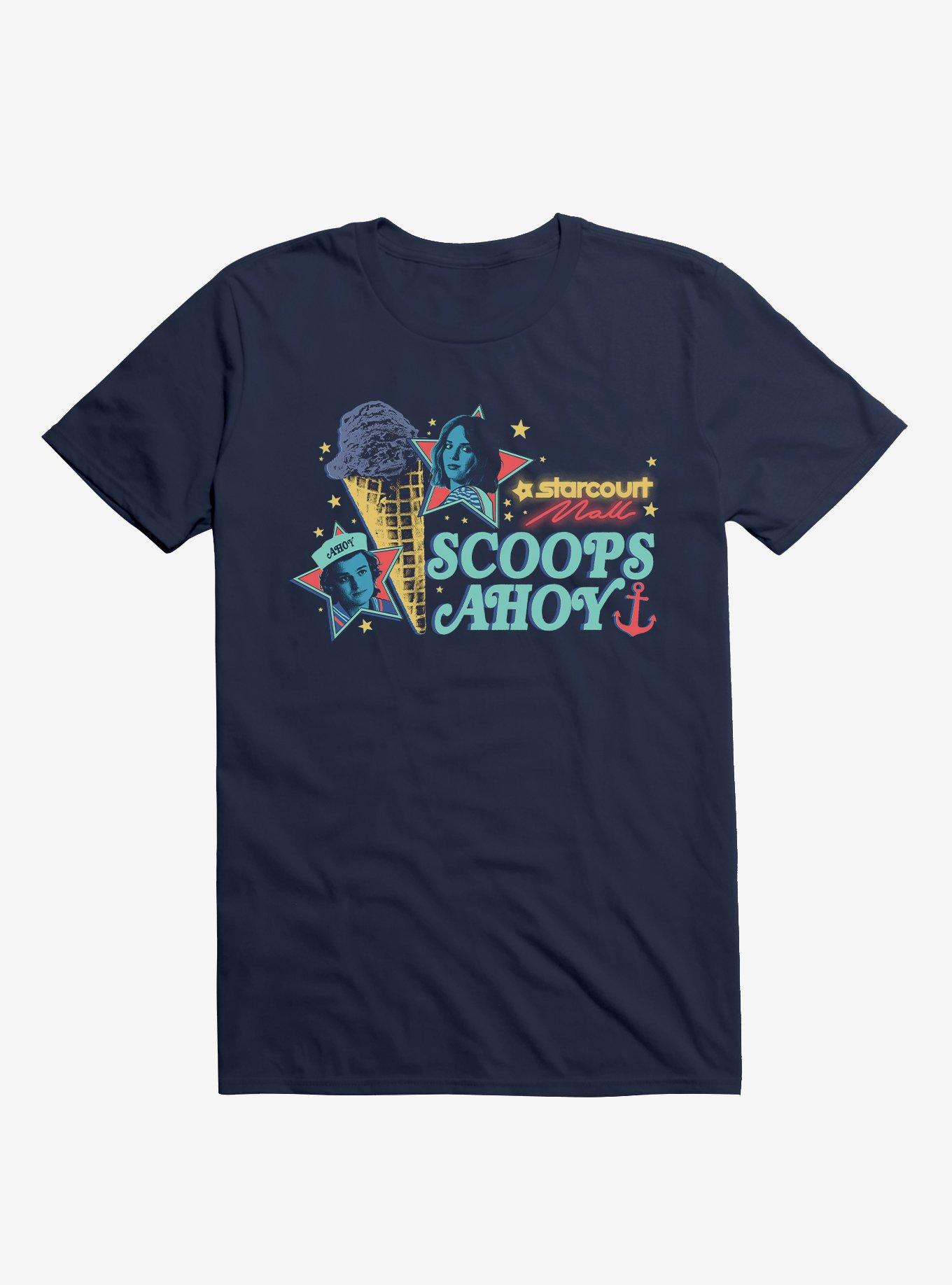 Stranger Things Scoops Ahoy T-Shirt By Matthew Lineham, NAVY, hi-res