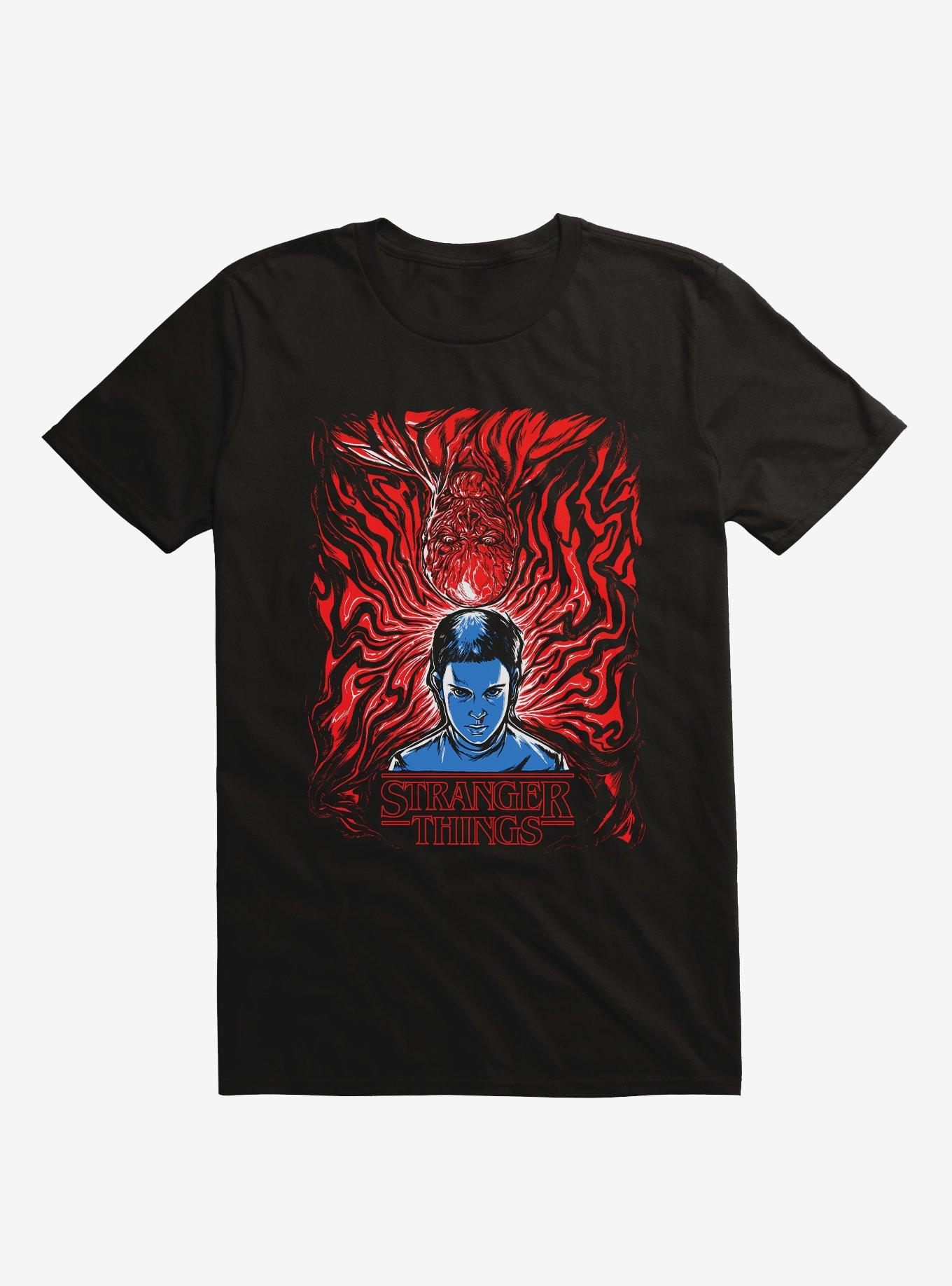 Stranger Things Eleven & Vecna T-Shirt By Jettila Lewis, BLACK, hi-res