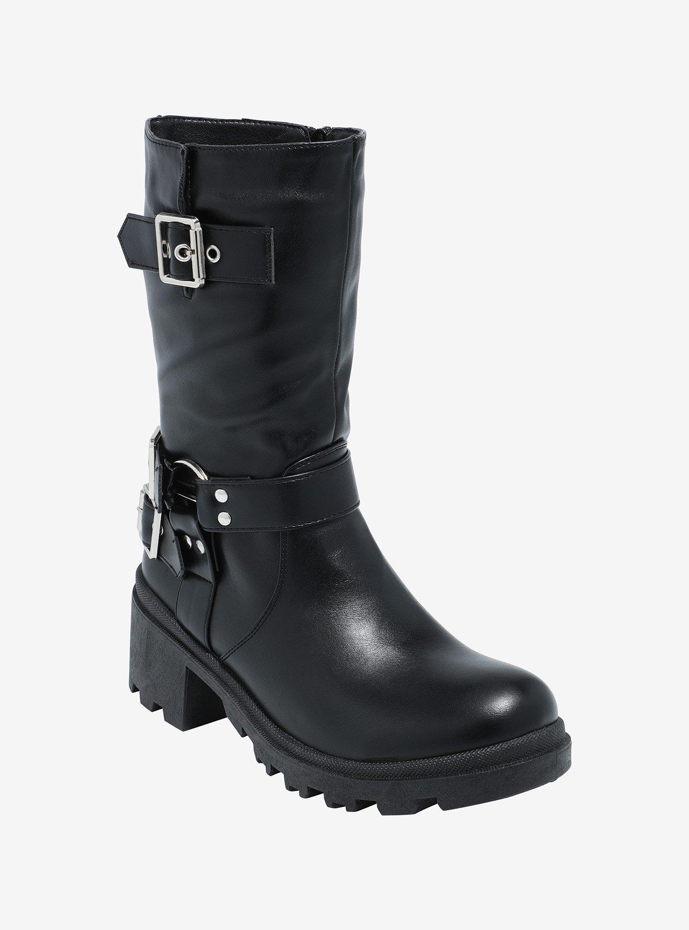 Yoki Black Buckle Boots, MULTI, hi-res