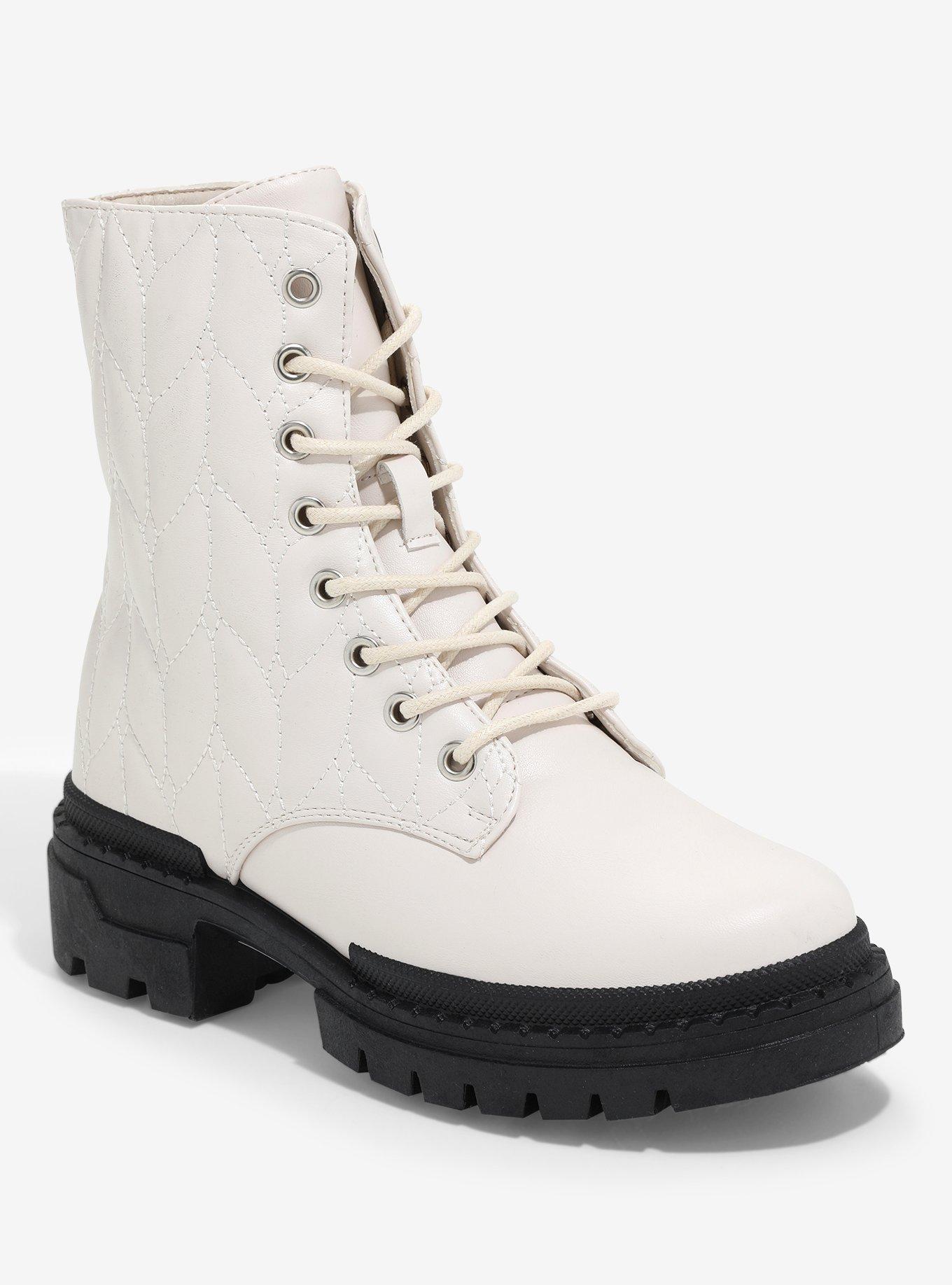 Quilted combat hot sale boots