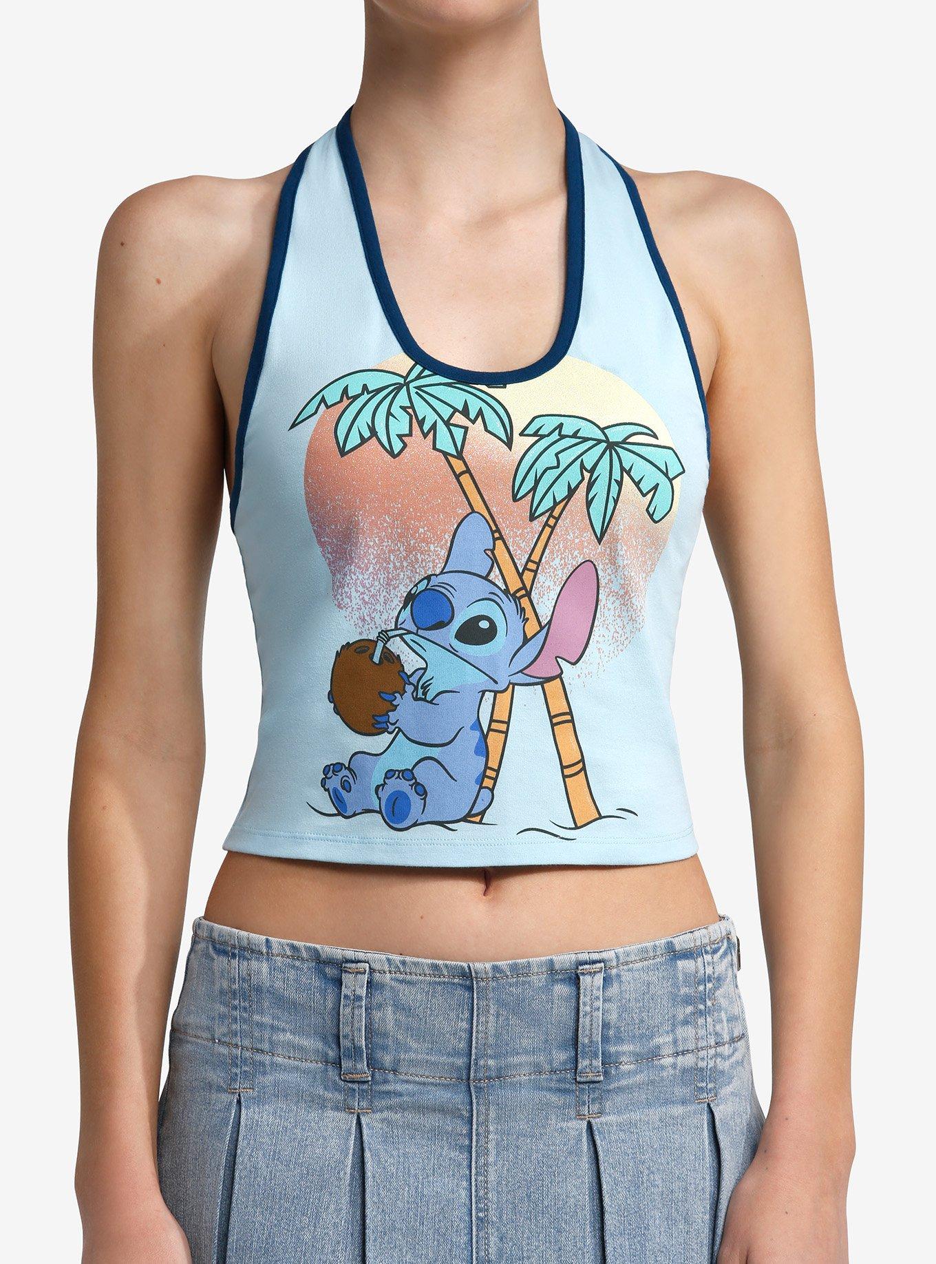【NICK&NICOLE】DISNEY HAPPY STITCH TROPICAL CROP TOP /追跡付 31103389_hi