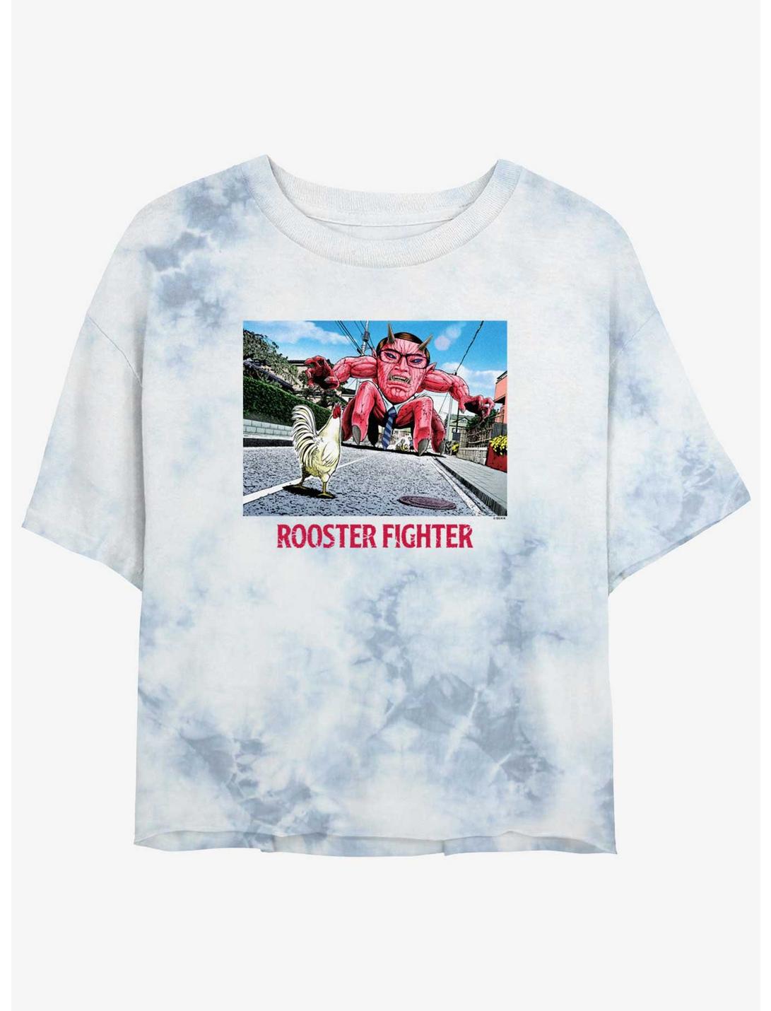 Rooster Fighter Keiji vs Mutant Demon Girls Tie-Dye Crop T-Shirt, WHITEBLUE, hi-res