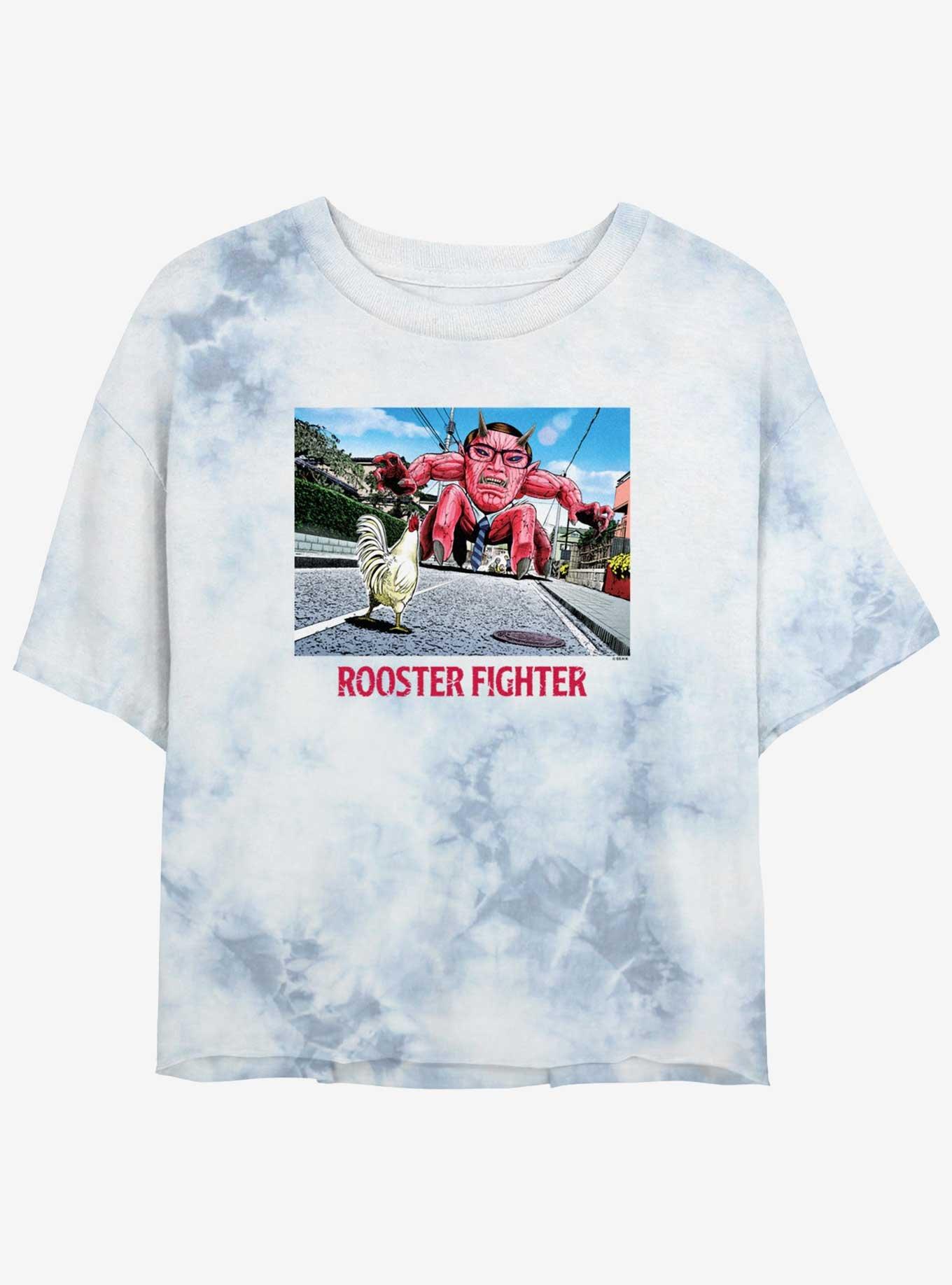 Rooster Fighter Keiji vs Mutant Demon Girls Tie-Dye Crop T-Shirt, WHITEBLUE, hi-res