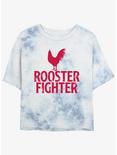 Rooster Fighter Logo Girls Tie-Dye Crop T-Shirt, WHITEBLUE, hi-res