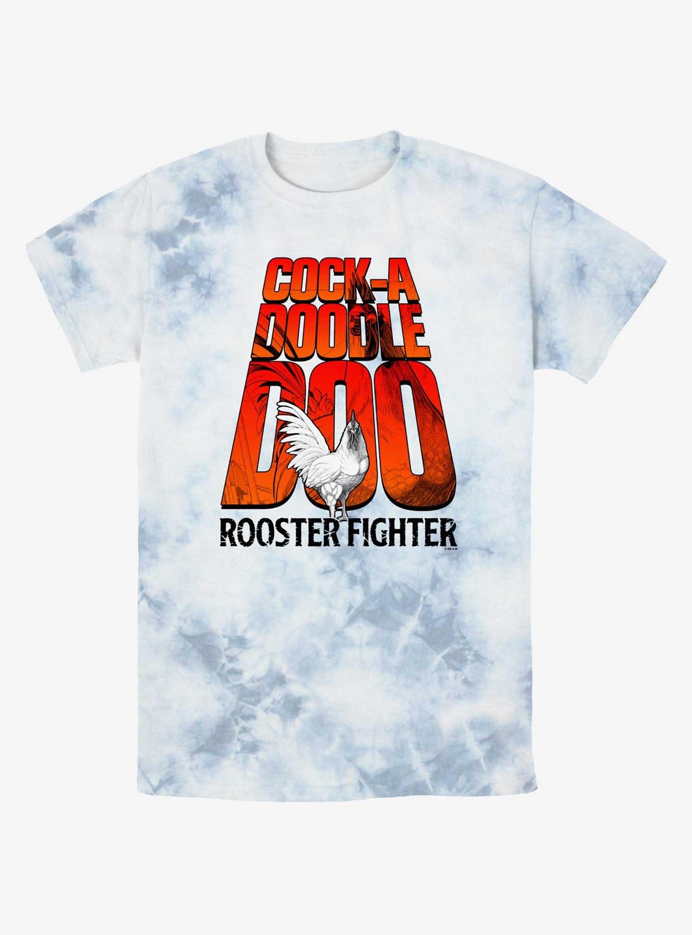 Rooster Fighter Cock-A-Doodle-Doo Logo Tie-Dye T-Shirt, WHITEBLUE, hi-res