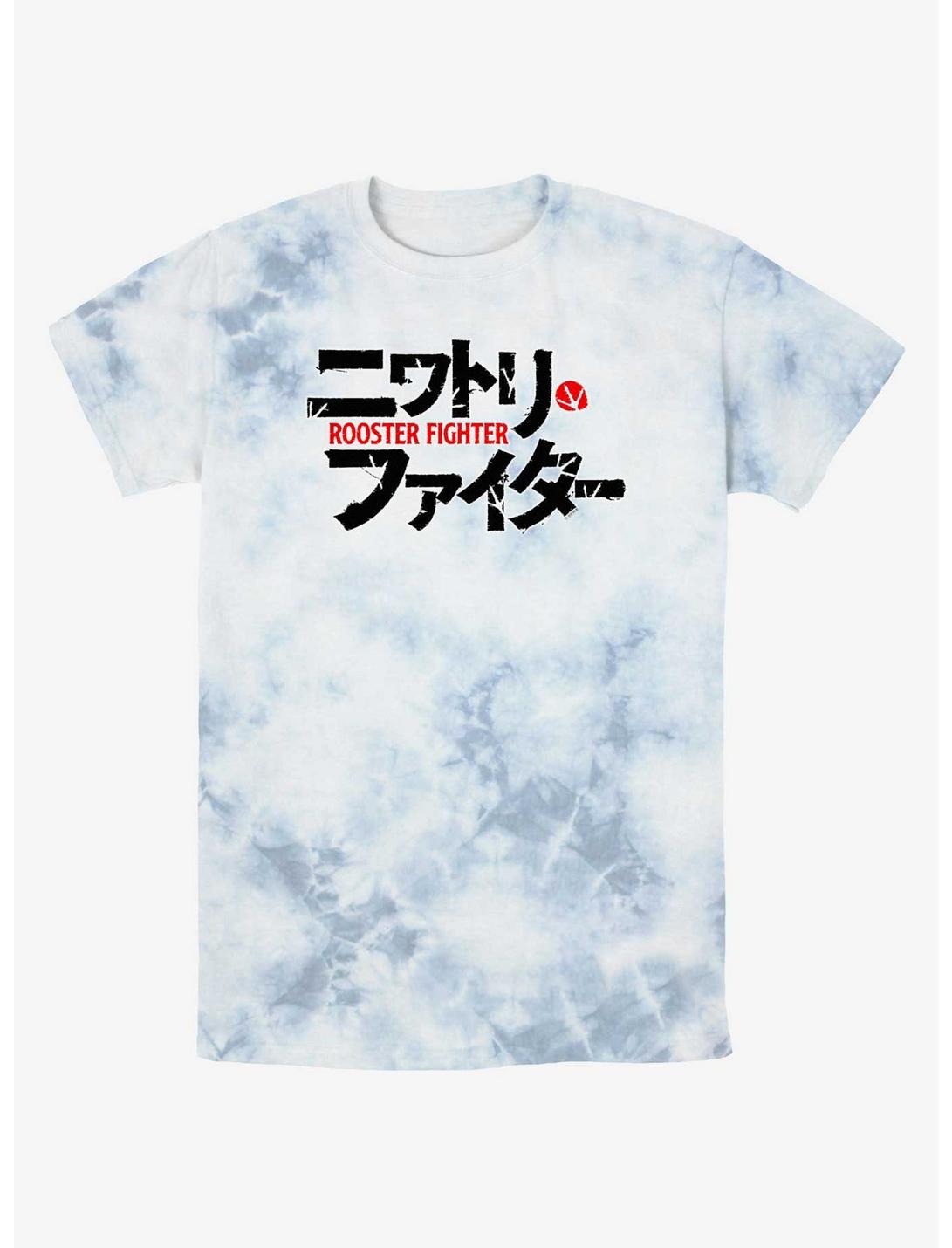 Rooster Fighter Japanese Logo Tie-Dye T-Shirt, WHITEBLUE, hi-res