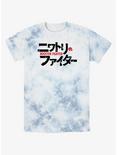 Rooster Fighter Japanese Logo Tie-Dye T-Shirt, WHITEBLUE, hi-res
