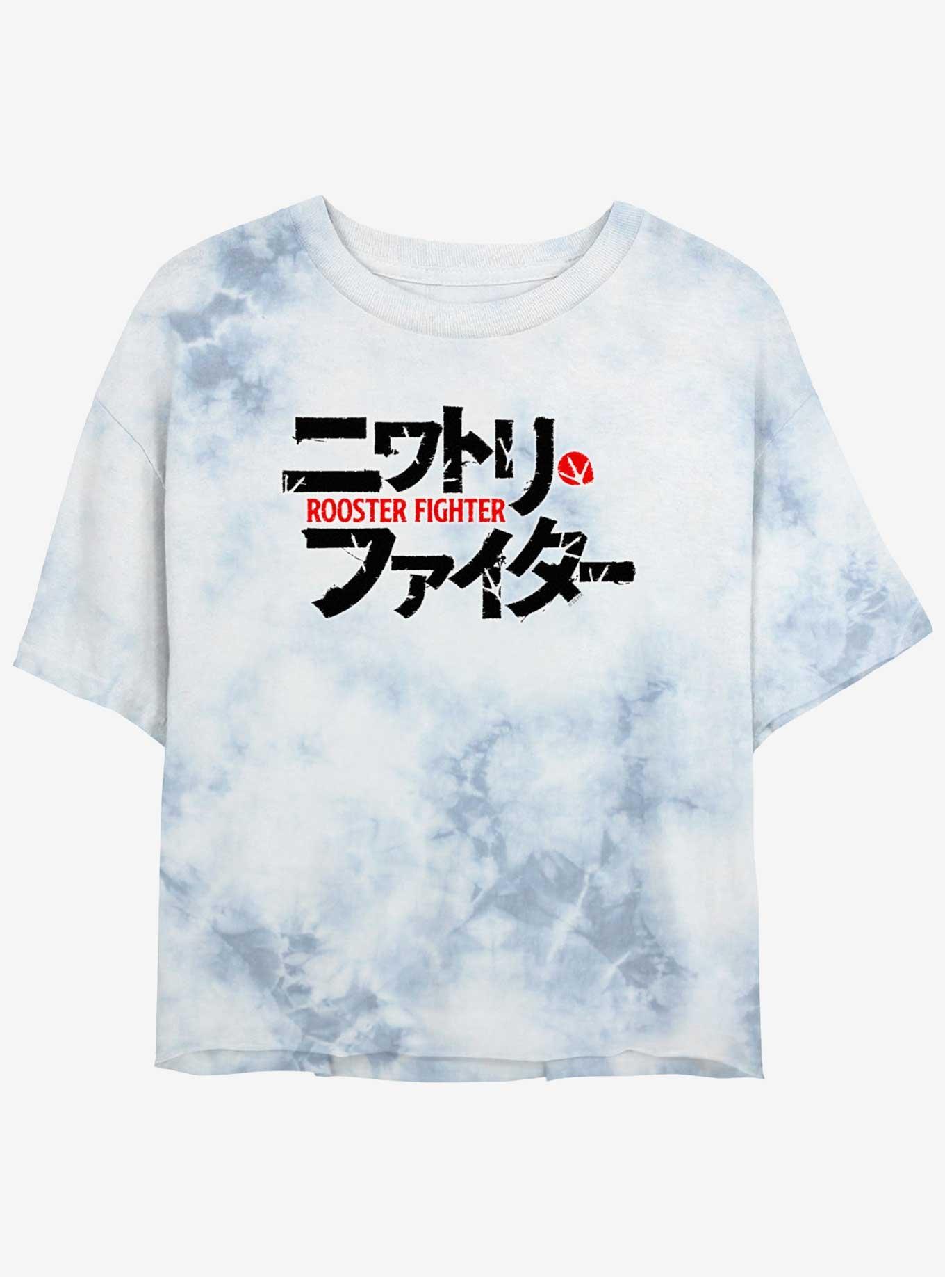 Rooster Fighter Japanese Logo Girls Tie-Dye Crop T-Shirt
