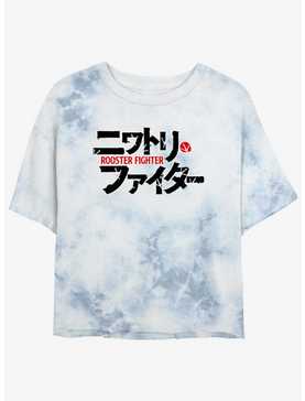 Rooster Fighter Japanese Logo Girls Tie-Dye Crop T-Shirt, , hi-res