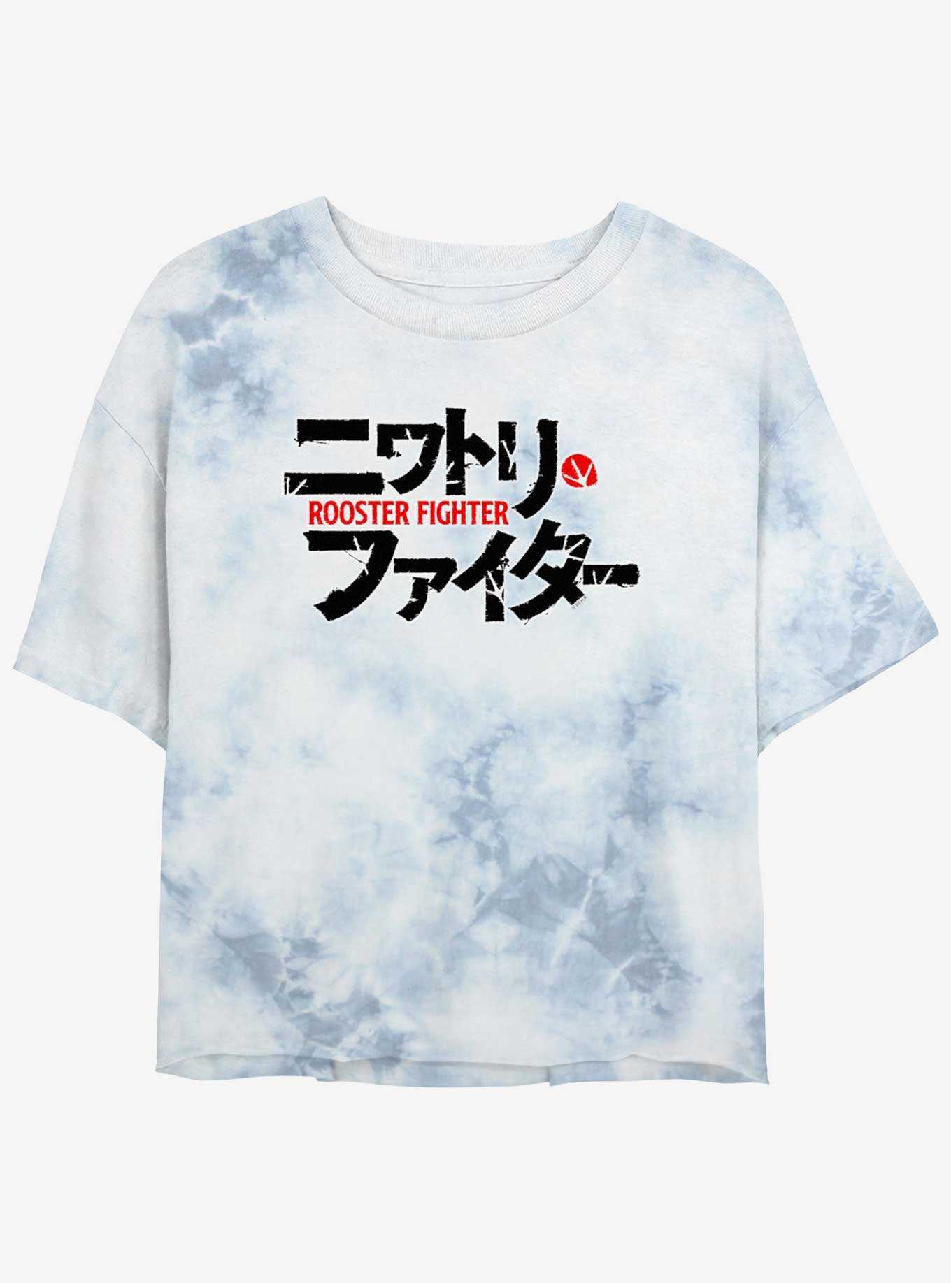 Rooster Fighter Japanese Logo Girls Tie-Dye Crop T-Shirt, , hi-res