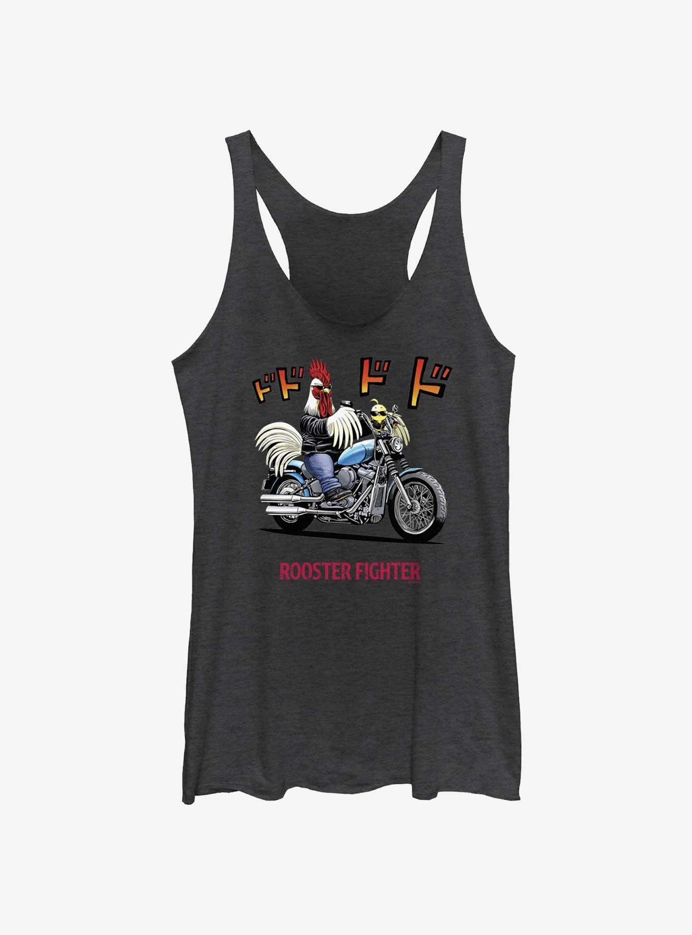 Rooster Fighter Rooster Motorcycle Womens Tank Top, BLK HTR, hi-res