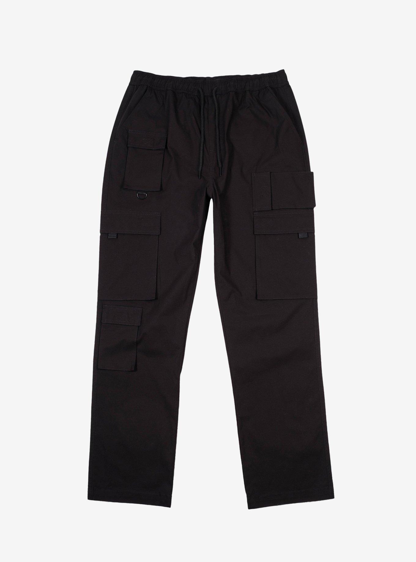 Poplin Multi Pocket Cargo Pant Black, BLACK, hi-res