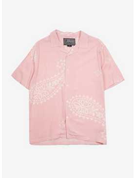 Oversized Paisley Rayon Button-Up Shirt Pink, , hi-res