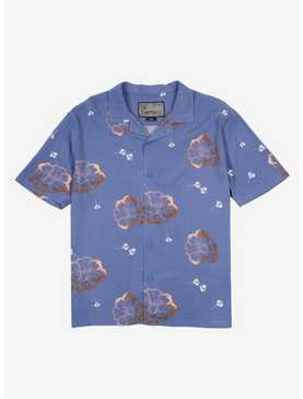 Floating Flowers Rayon Button-Up Shirt Blue, , hi-res