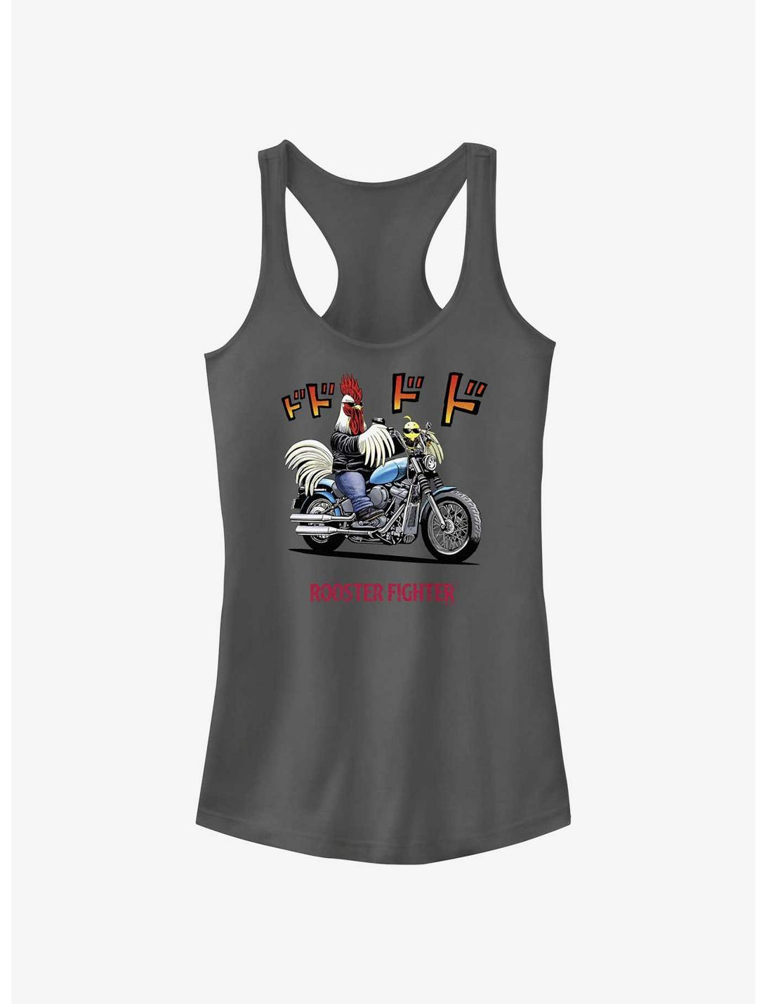 Rooster Fighter Rooster Motorcycle Girls Tank, CHARCOAL, hi-res