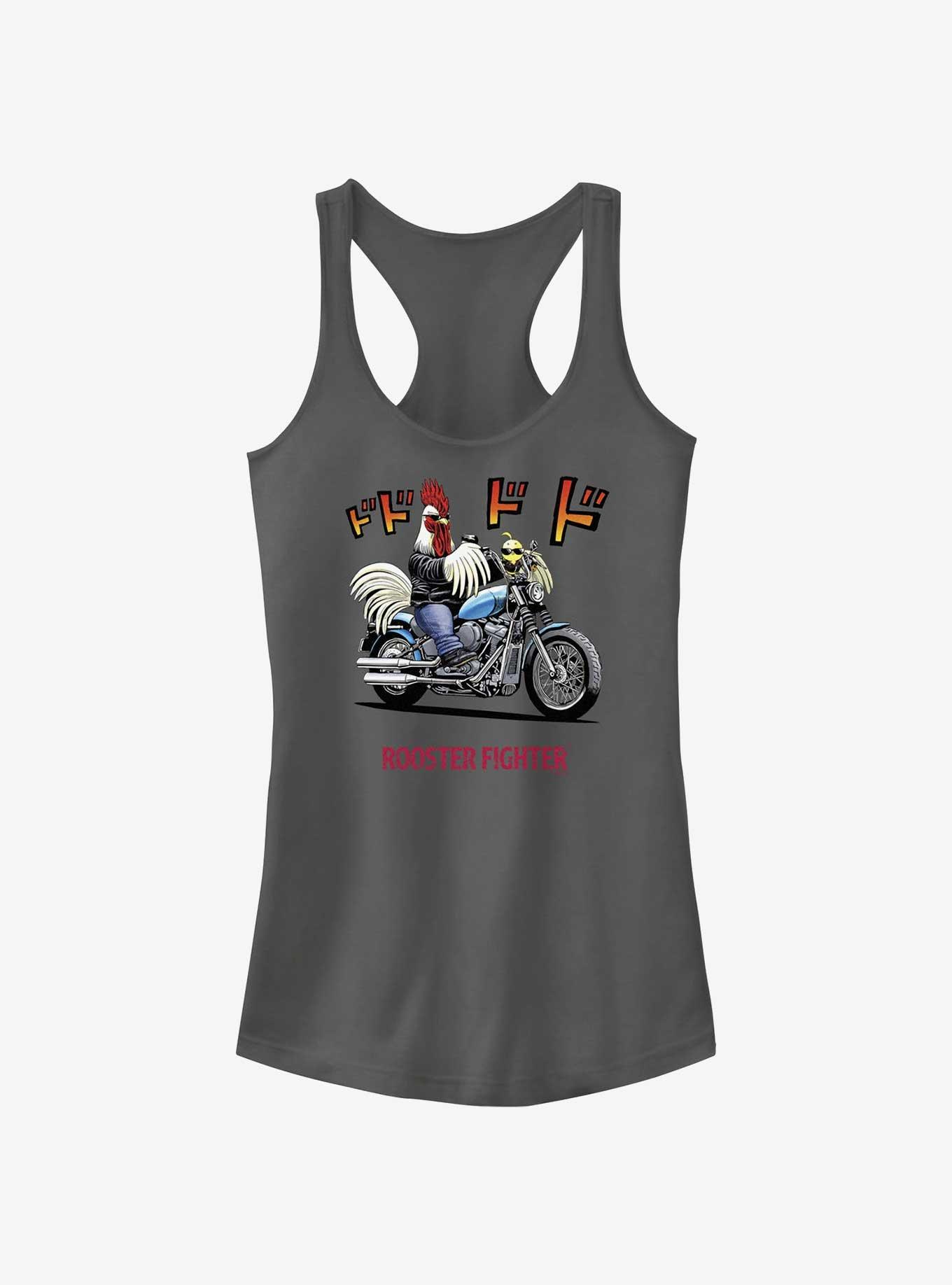 Rooster Fighter Rooster Motorcycle Girls Tank, CHARCOAL, hi-res