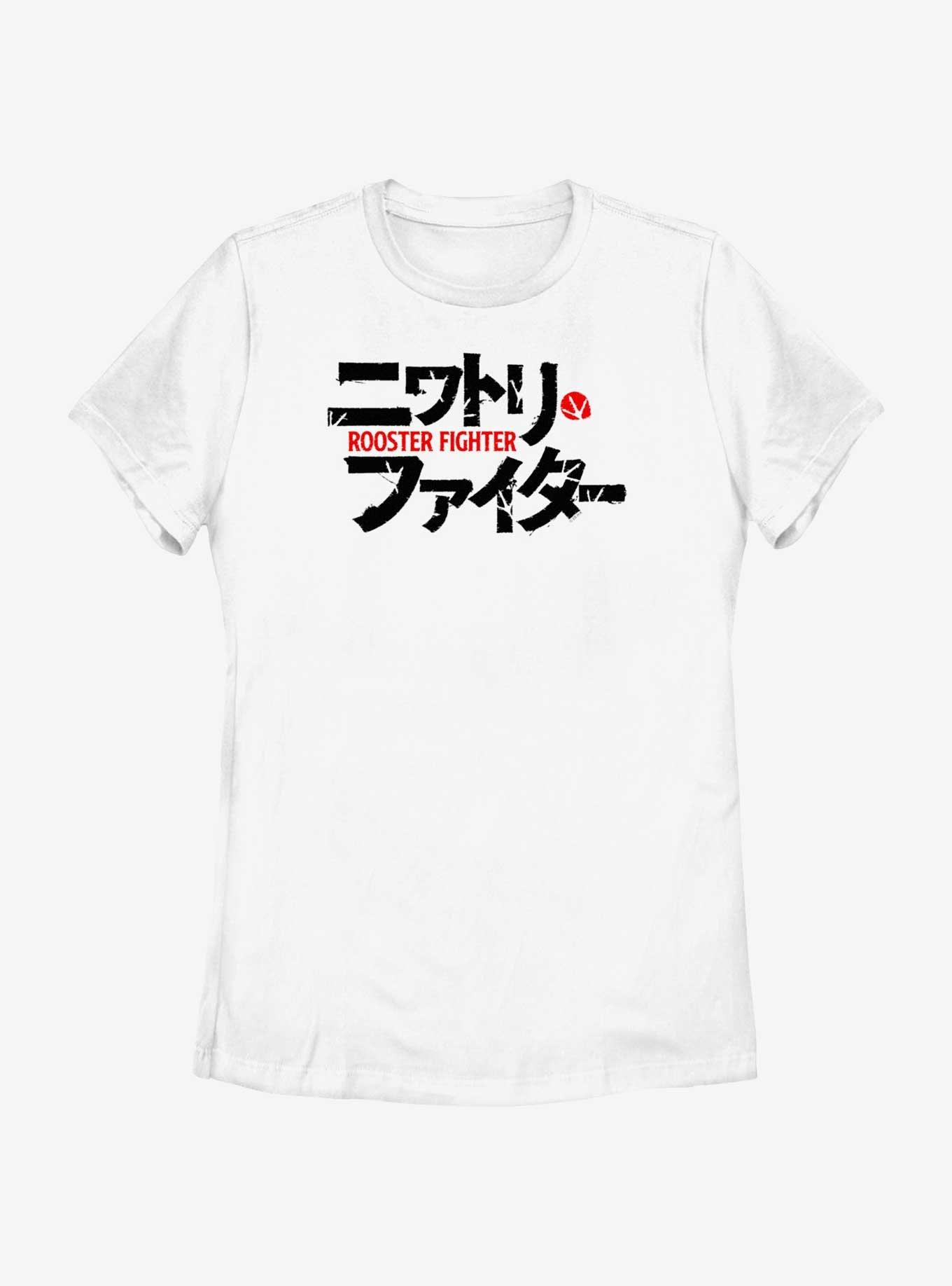 Rooster Fighter Japanese Logo Womens T-Shirt, WHITE, hi-res