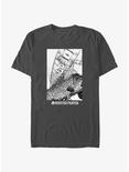 Rooster Fighter Cock-A-Doodle-Doo Manga Poster T-Shirt, CHARCOAL, hi-res