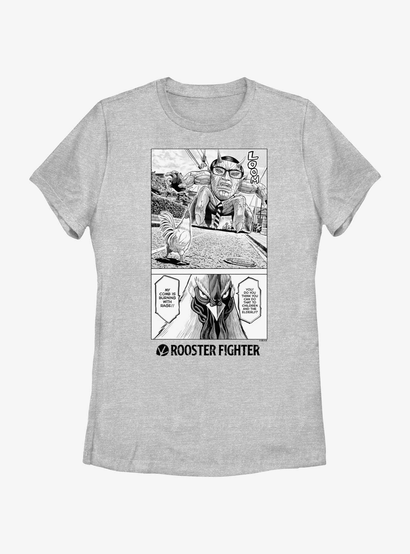 Rooster Fighter Burning With Rage Manga Poster Womens T-Shirt, , hi-res