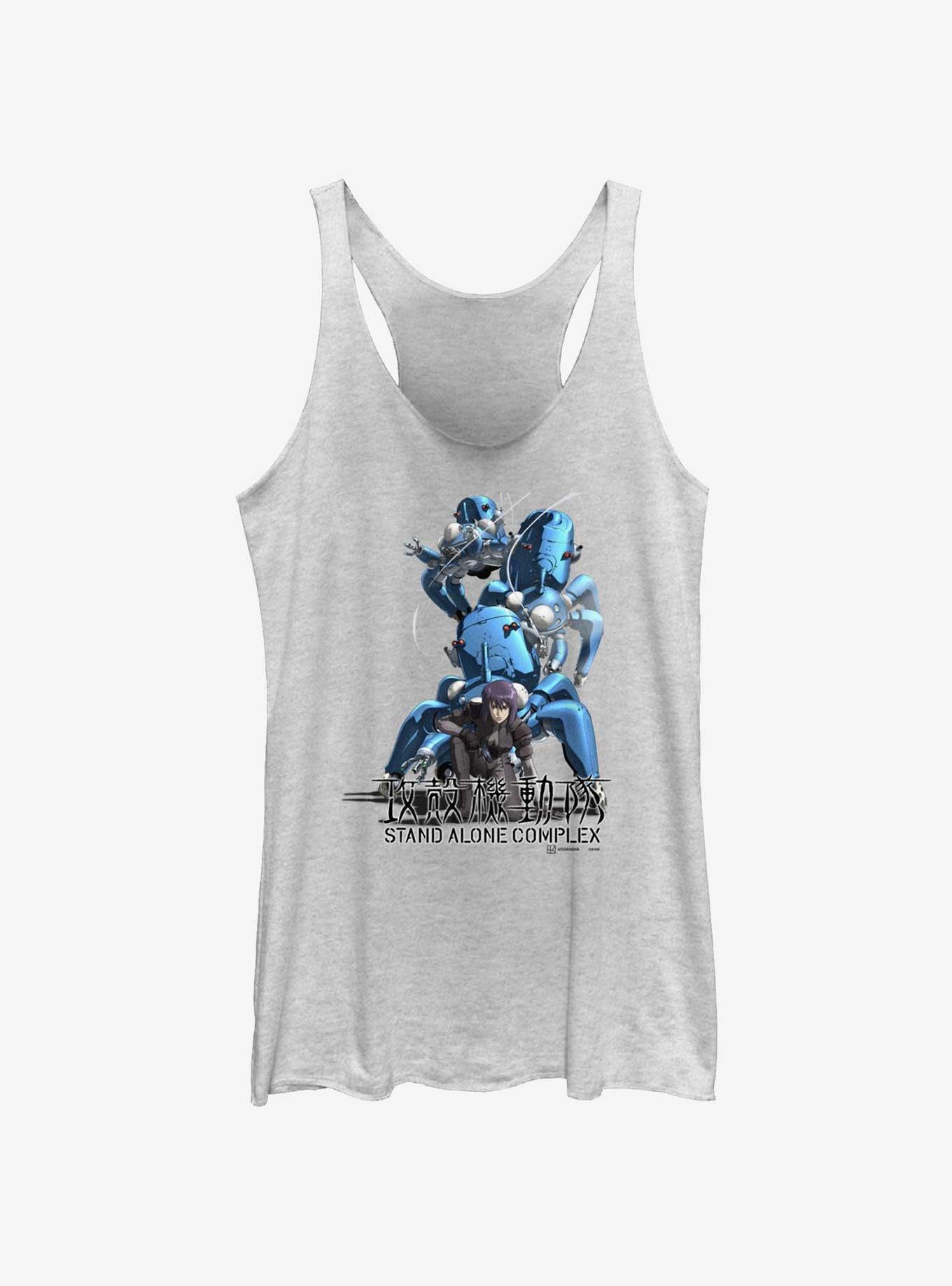 Ghost in the Shell Motoko Tachikoma Pose Womens Tank Top, WHITE HTR, hi-res