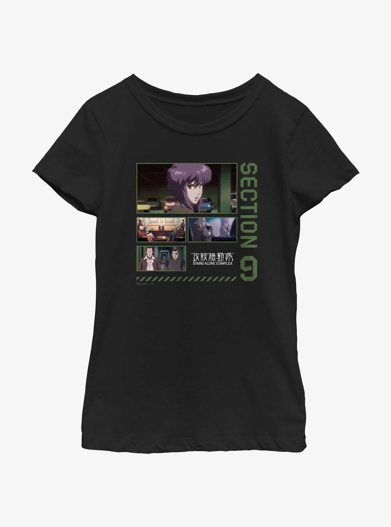Ghost in the Shell Section 9 Collage Youth Girls T-Shirt, BLACK, hi-res