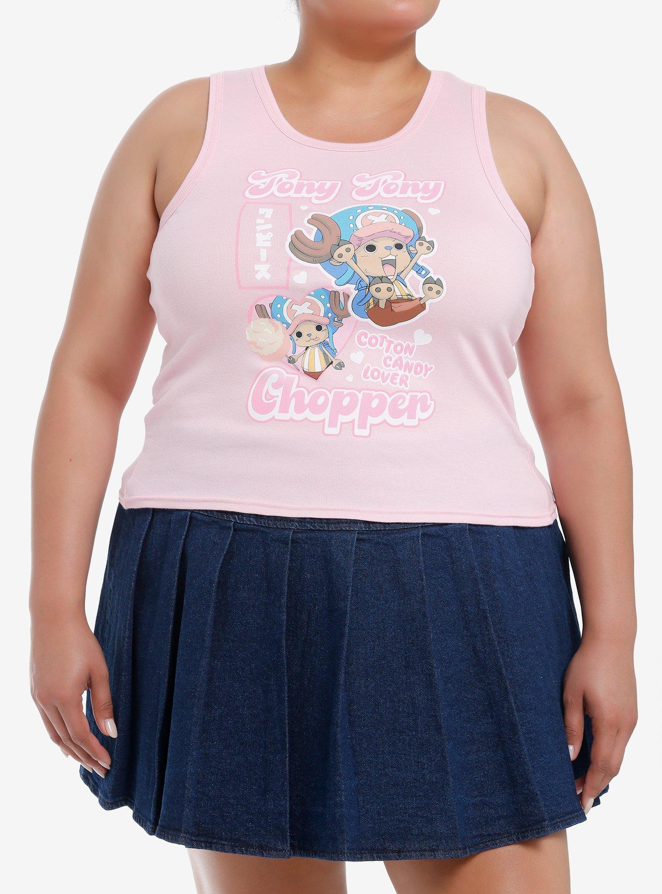 One Piece Chopper Pink Ribbed Girls Tank Top Plus Size, MULTI, hi-res