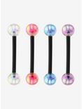 Steel Multicolor Iridescent Tongue Barbell 4 Pack, , hi-res