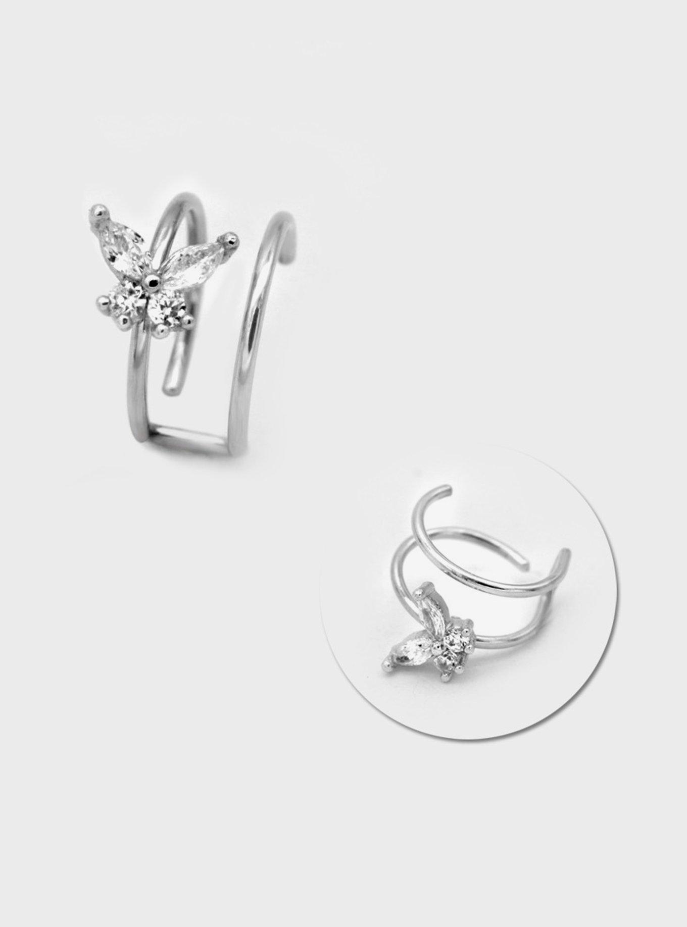 Steel Butterfly Double Nose Hoop, MULTI, hi-res