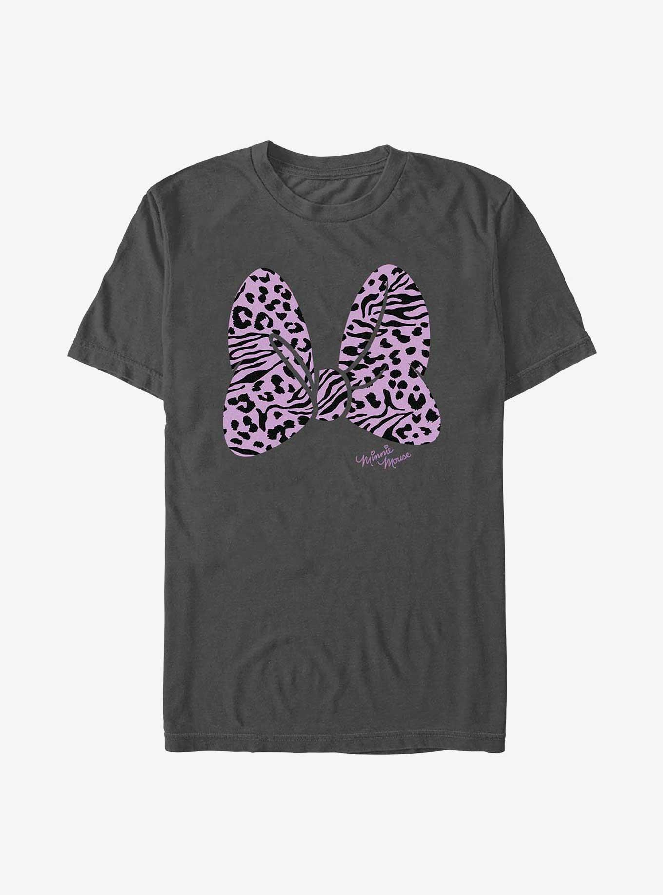 Disney Minnie Mouse Animal Print Bow T-Shirt, CHARCOAL, hi-res