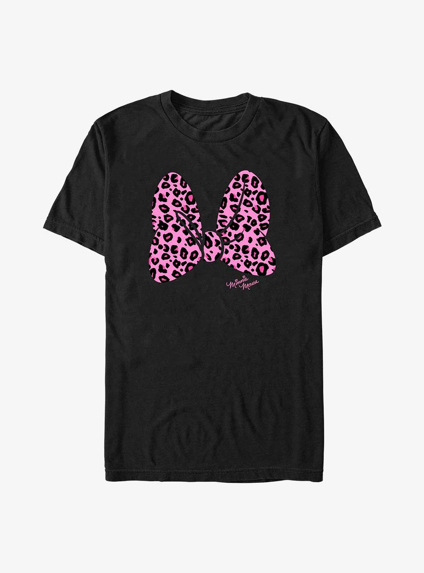 Disney Minnie Mouse Leopard Print Bow T-Shirt, BLACK, hi-res