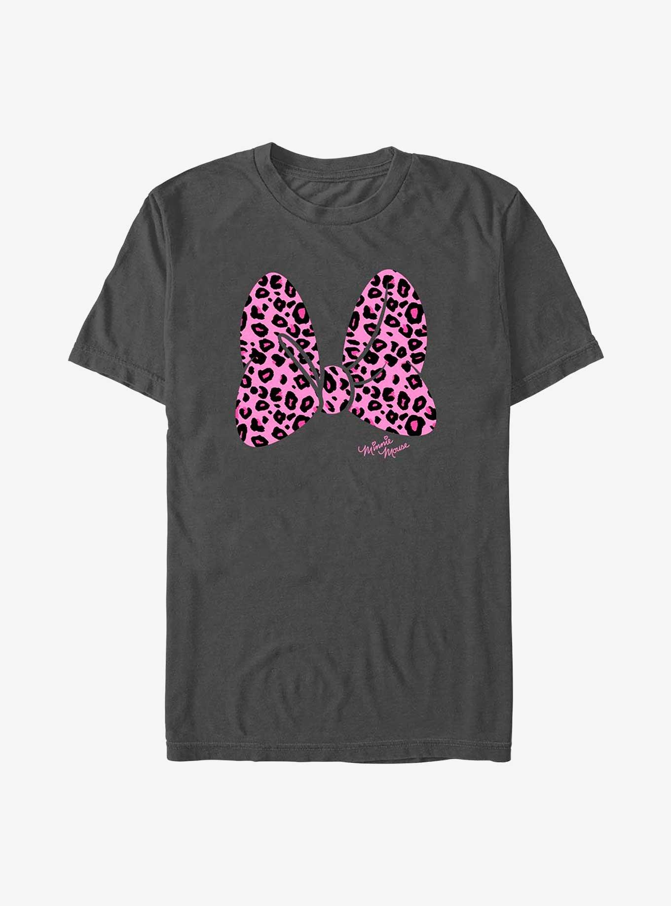 Disney Minnie Mouse Leopard Print Bow T-Shirt, CHARCOAL, hi-res