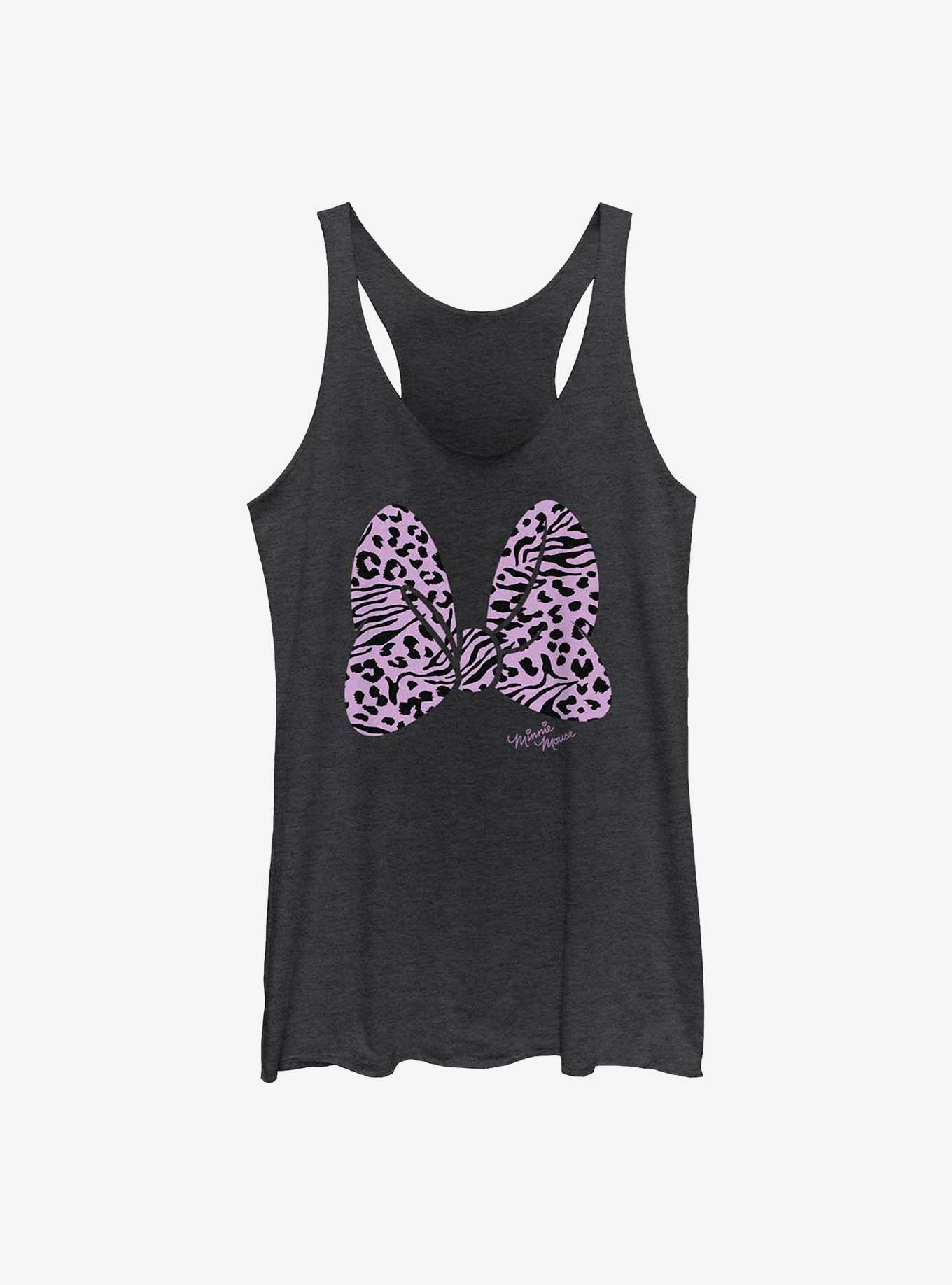 Disney Minnie Mouse Animal Print Bow Girls Tank, BLK HTR, hi-res