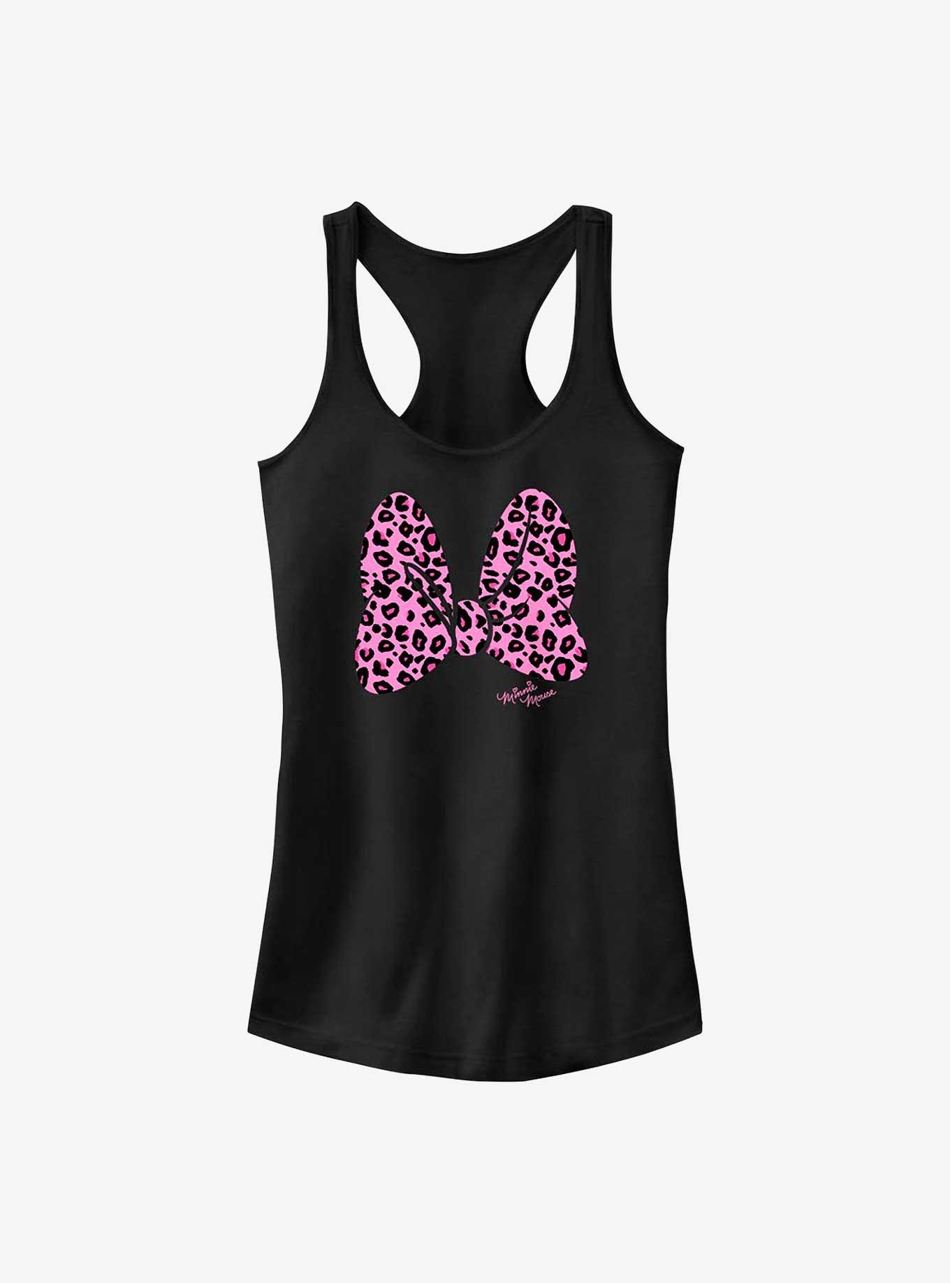 Disney Minnie Mouse Leopard Print Bow Girls Tank, BLACK, hi-res