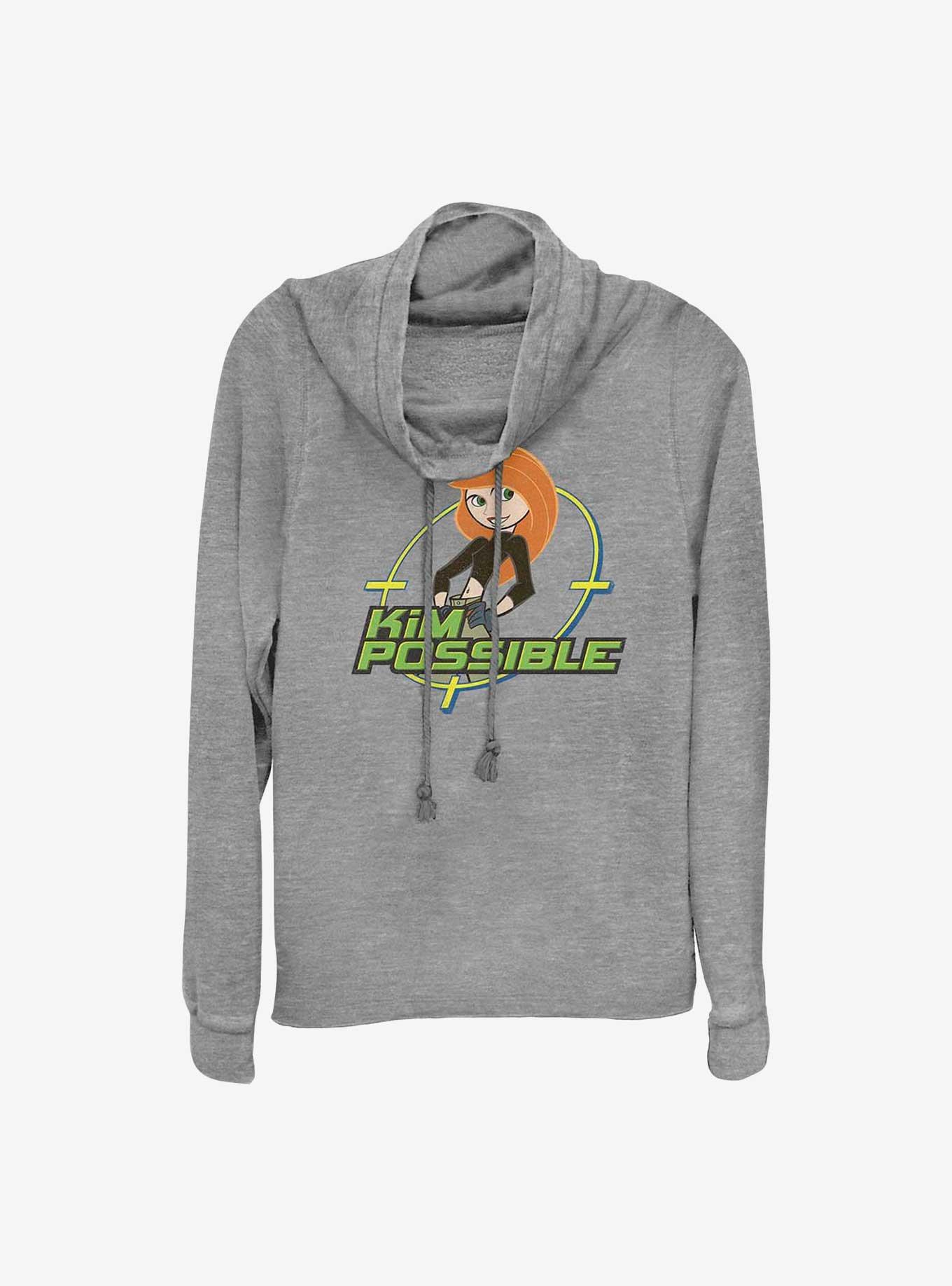 Disney Kim Possible Teenage Hero Cowl Neck Long-Sleeve Top, GRAY HTR, hi-res