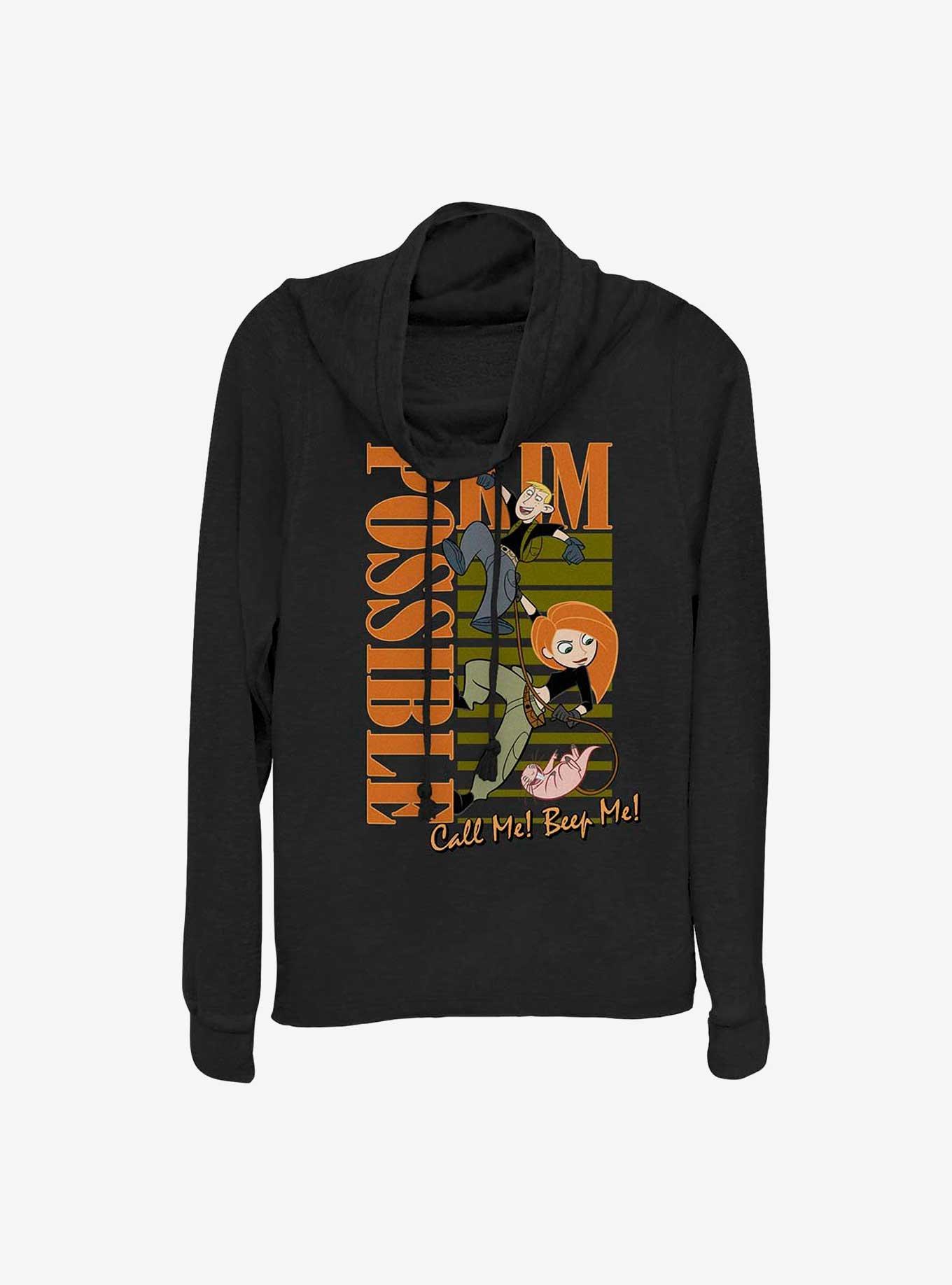 Disney Kim Possible Team Mission Possible Cowl Neck Long-Sleeve Top, BLACK, hi-res