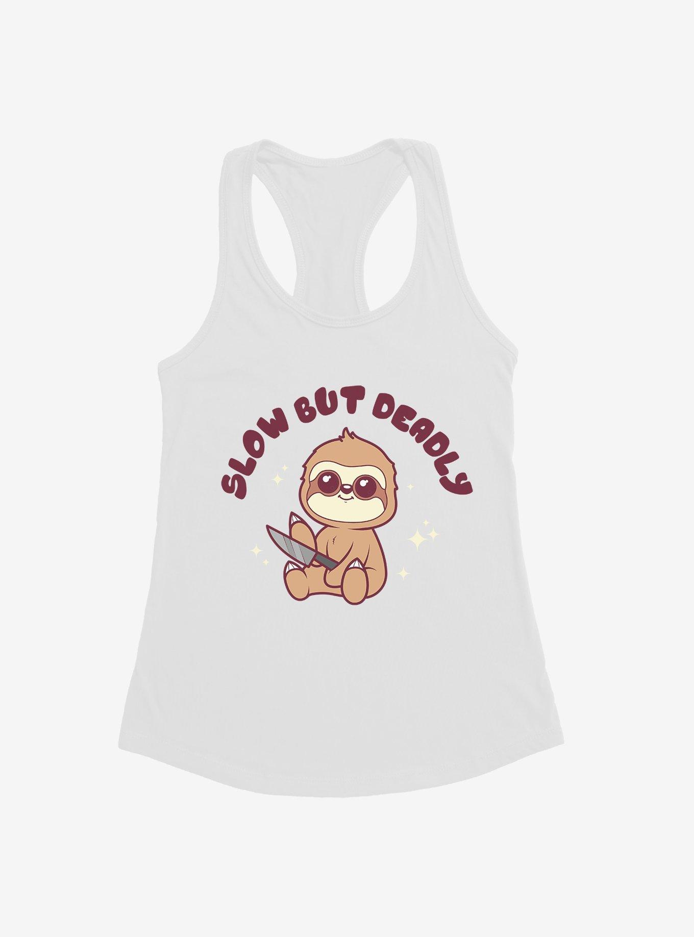 Sloth Slow But Deadly Girls Tank, WHITE, hi-res