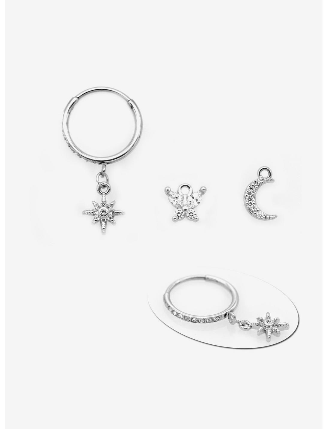 Steel Butterfly Celestial Interchangeable Charm Hinged Clicker, MULTI, hi-res
