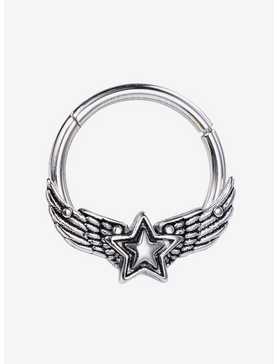 Steel Silver Winged Star Hinged Clicker, , hi-res