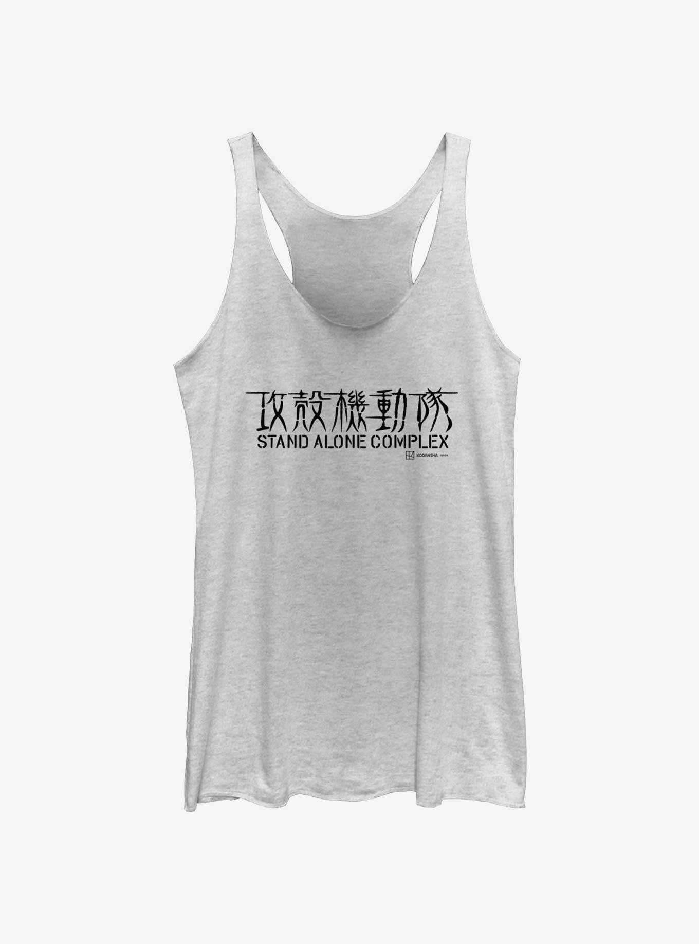 Ghost in the Shell Stand Alone Complex Logo Girls Tank, WHITE HTR, hi-res