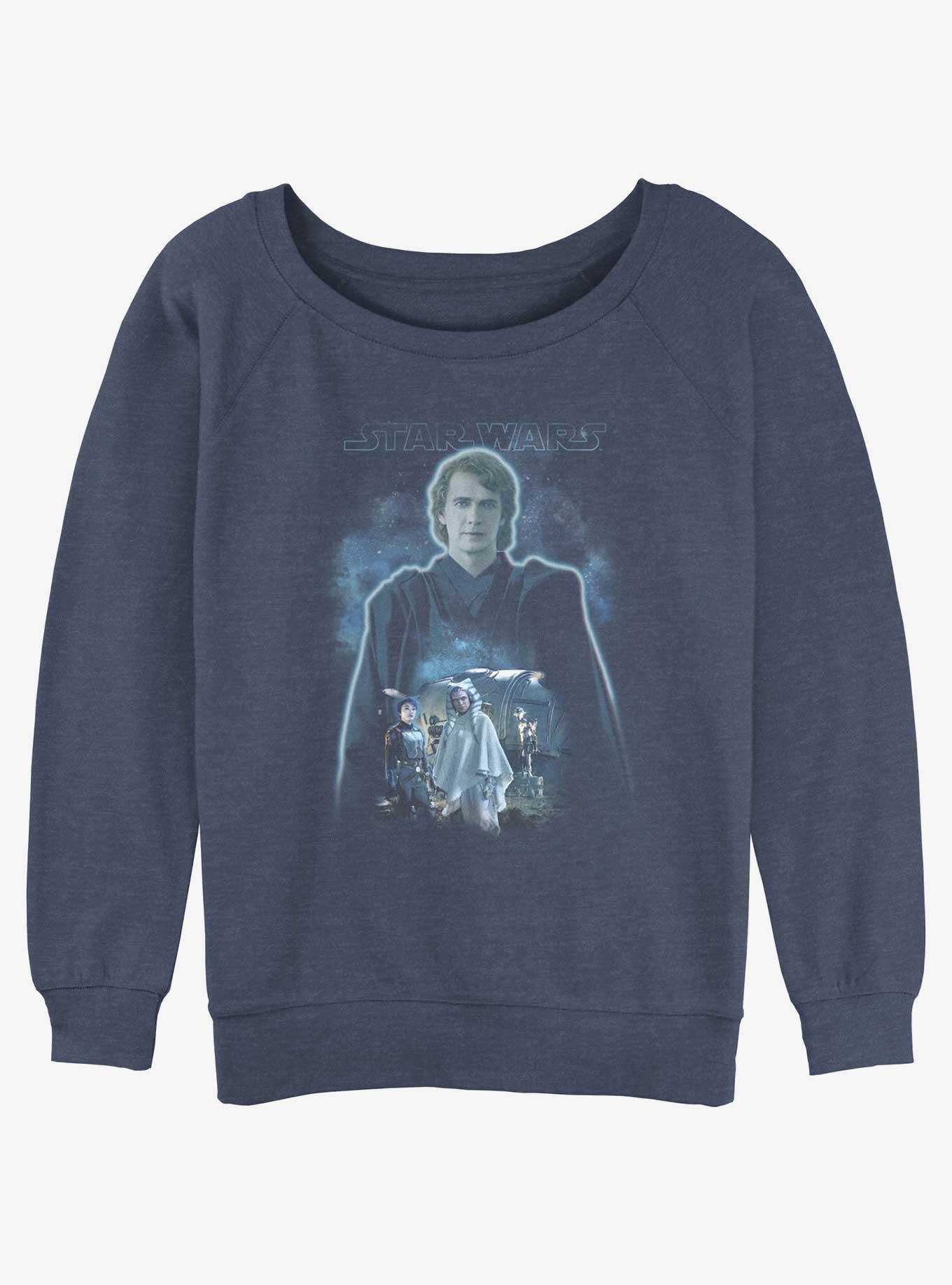 Star Wars Ahsoka Anakin Force Ghost Girls Slouchy Sweatshirt Hot Topic Web Exclusive, BLUEHTR, hi-res