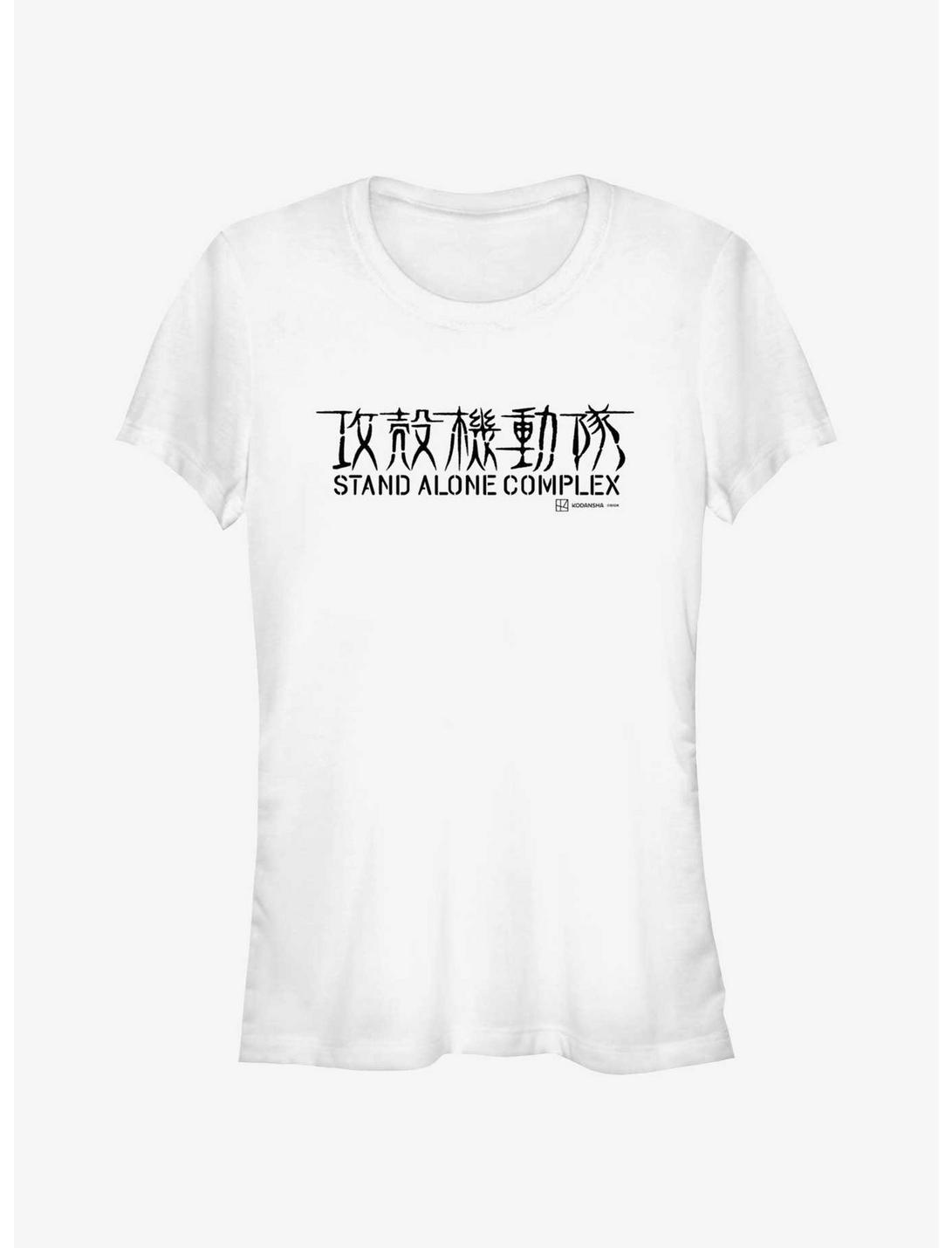 Ghost in the Shell Stand Alone Complex Logo Girls T-Shirt, WHITE, hi-res