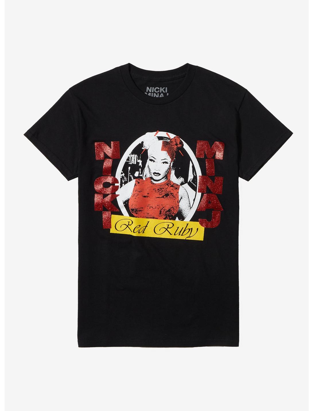 Nicki Minaj Red Ruby Da Sleeze Glitter Boyfriend Fit Girls T-Shirt, BLACK, hi-res