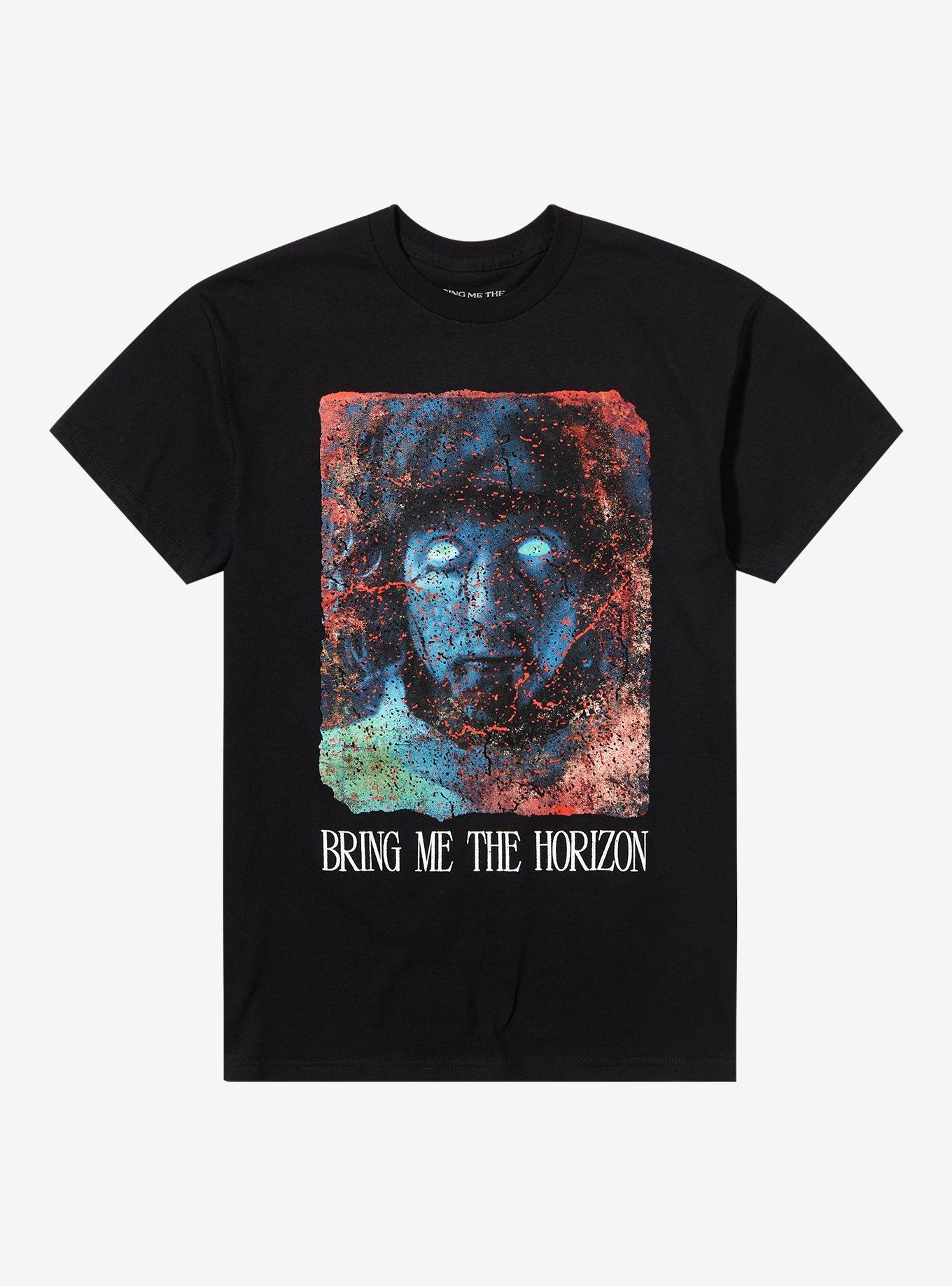 Bring Me The Horizon Glowing Eyes Boyfriend Fit Girls T-Shirt, BLACK, hi-res