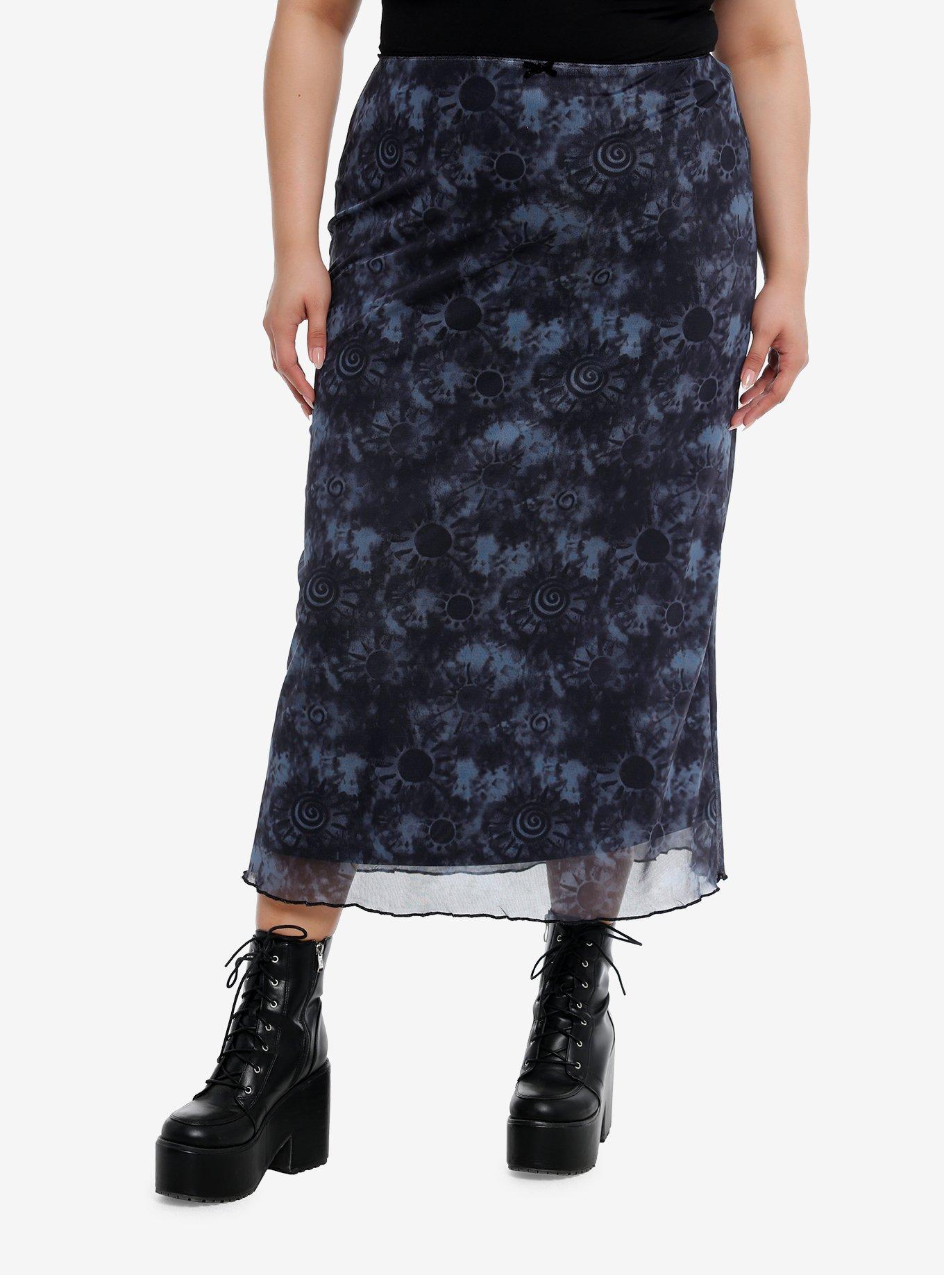 Cosmic Aura® Sun Swirl Mesh Midi Skirt Plus