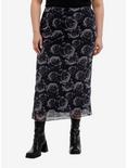 Cosmic Aura® Black & Grey Roses Midi Skirt, BLACK, hi-res