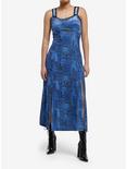 Cosmic Aura Blue Paisley Patchwork Midi Dress, NAVY, hi-res