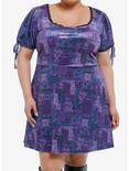Social Collision Purple & Blue Patchwork Velvet Dress Plus Size, PURPLE, hi-res