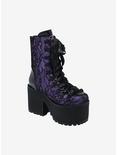 Strange Cvlt Black & Purple Lace Pandora Platform Boots, MULTI, hi-res